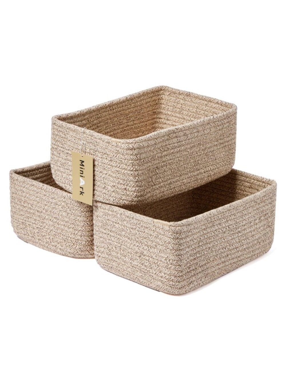 Small Woven Rope Storage Baskets Set of 3 Compact Nursery Toy Organizer Bins